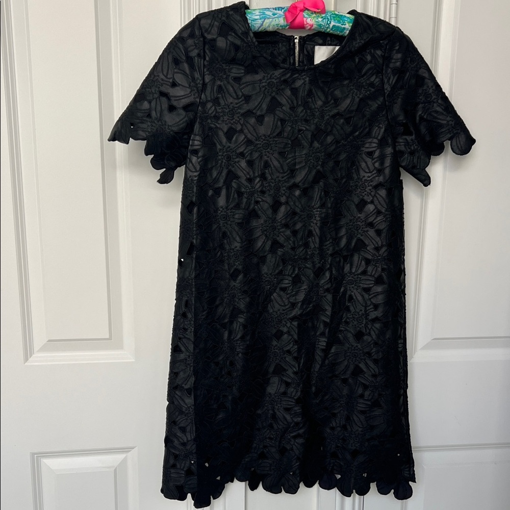 J.O.A. Black dress with flower appliqué over .